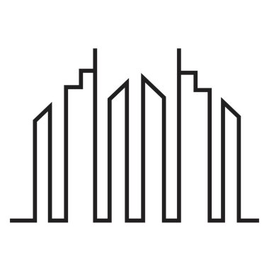 Modern City silueti. Şehir silueti. Düz tasarımda vektör illüstrasyonu