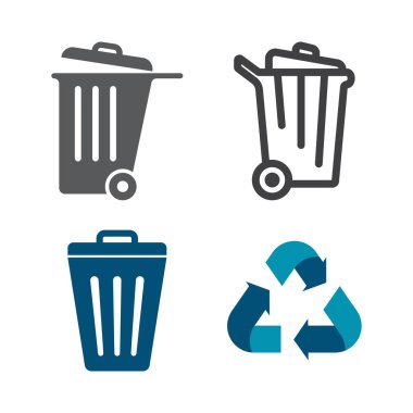Çöp Kutusu Logo Vektörü Simge Şablonu İllüstrasyonu