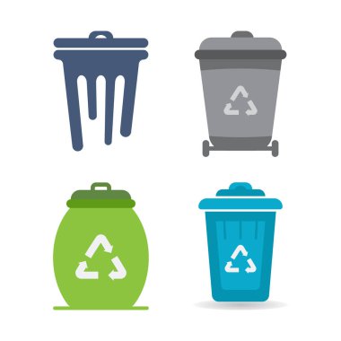 Çöp Kutusu Logo Vektörü Simge Şablonu İllüstrasyonu