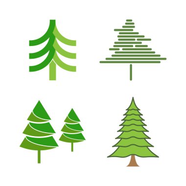 Çam ağacı logosu tasarım şablonu. Doğa temalı tasarımlar için mükemmel