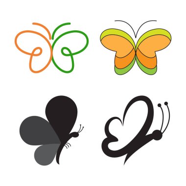 Kelebek güzel logo sembolü yaratıcı simge şablon tasarımı