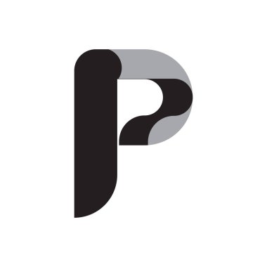 P Harfi Alfabe yazı tipi logo vektör tasarımı