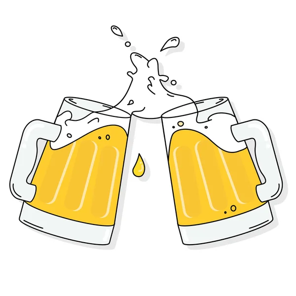 Salpicaduras de cerveza y vítores . — Vector de stock