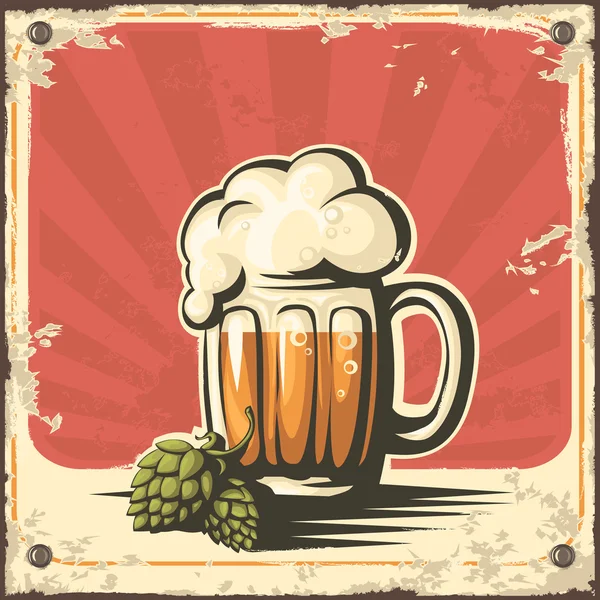 Retro Bierpul — Stockvector