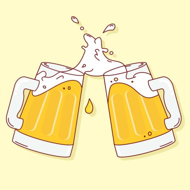 Bira şerefe sarı bir arka plan üzerinde