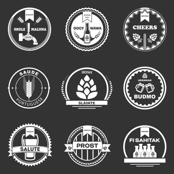 Logo bière sur fond noir — Image vectorielle