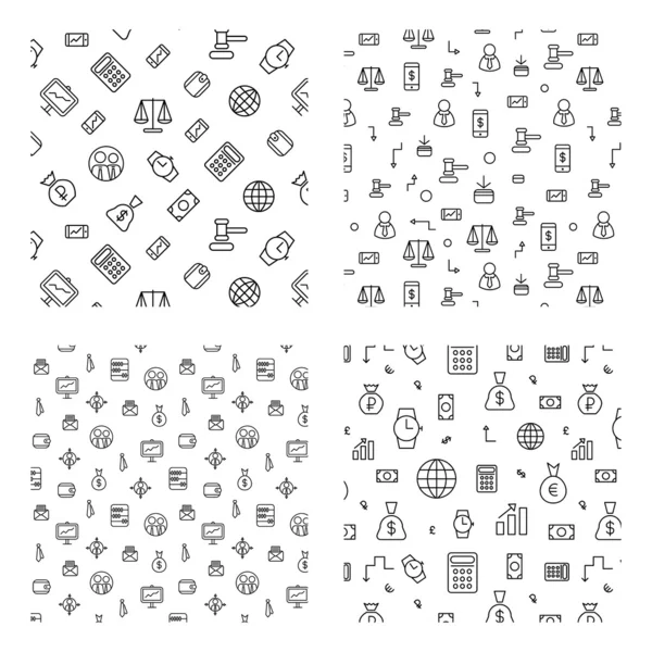 Vektör siyah adalet ve iş Icons set