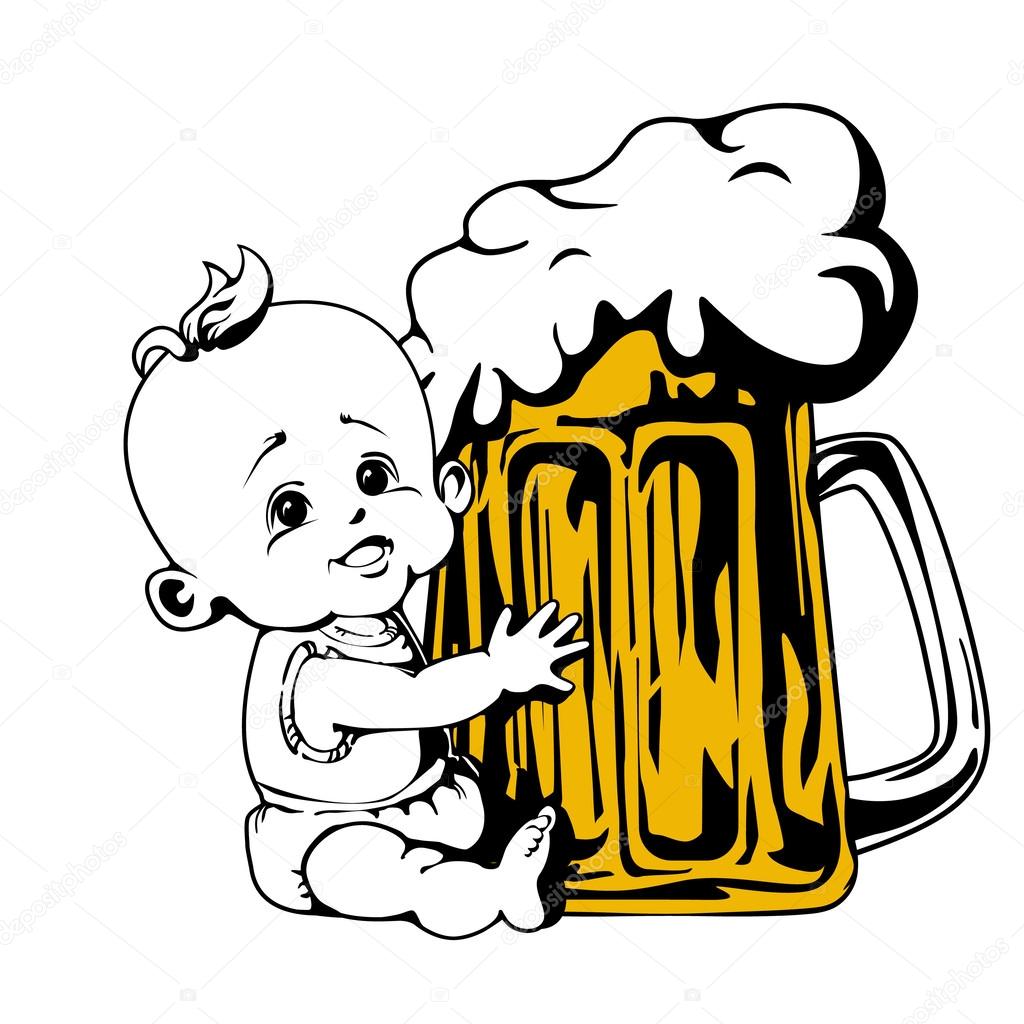 Download baby & bier — Stockvector © Difiz #55744363