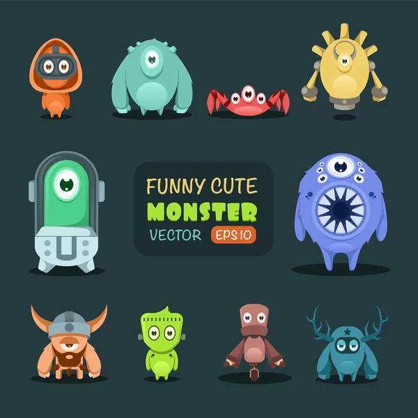 Colección vectorial de monstruos lindos — Vector de stock