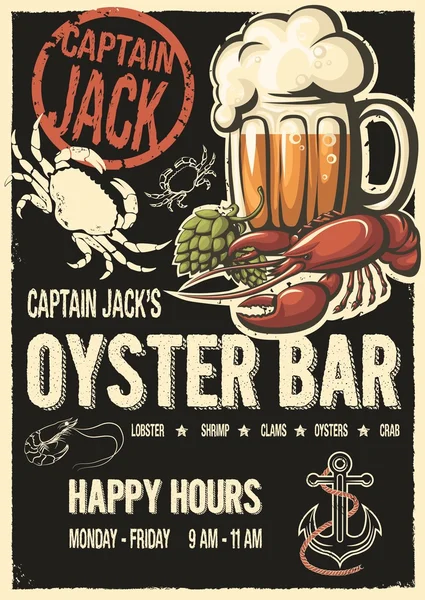Kapitán zvedáky oyster bar plakát — Stock fotografie