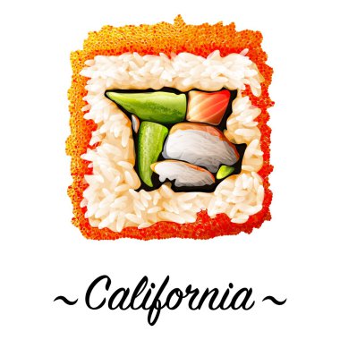Maki-zushi California sushi roll clipart