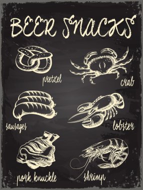 Free snacks advertising black chalk board illustration.
