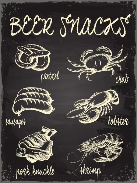 Free snacks advertising black chalk board illustration.
