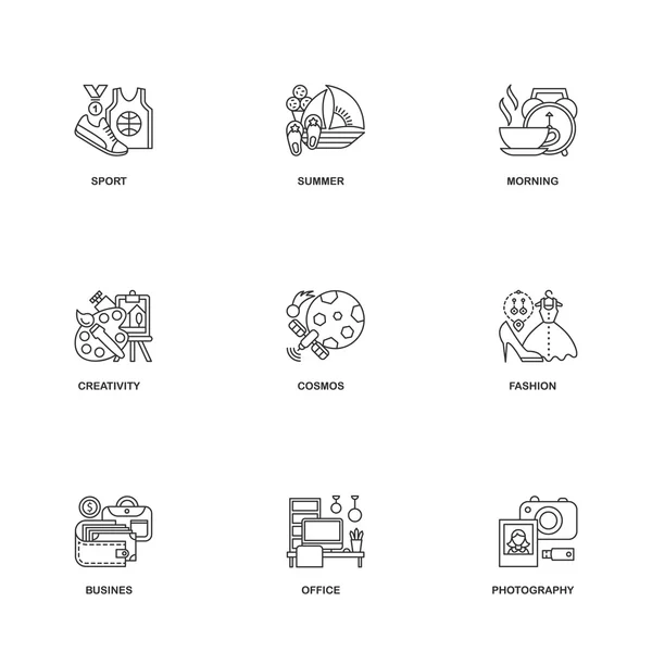 Compositorische lijn icons set. — Stockfoto