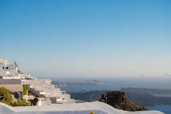 Біла Архітектура Імеровіґлі Острові Санторіні Греція Вид Егейське Море Кальдеру — стокове фото