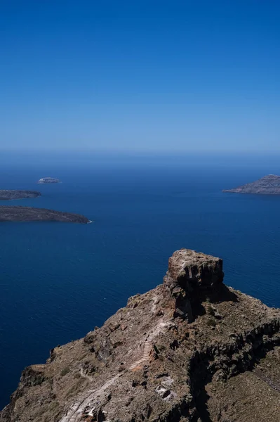 Skaros Rock Santorini Eiland Zicht Egeïsche Zee Caldera Landschappelijk Landschap — Stockfoto