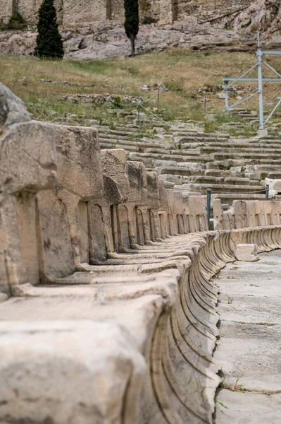 Antik Yunan Dionysus Tiyatrosu Nda Akropolis Tepesi Nin Yamacında Mermer — Stok fotoğraf