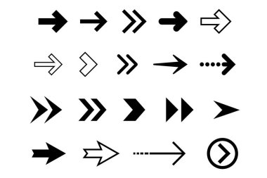 Modern vektör oklardan oluşan büyük bir set. Güzel ve basit bir işaret ve sembol koleksiyonu. Piksel mükemmel UX UI