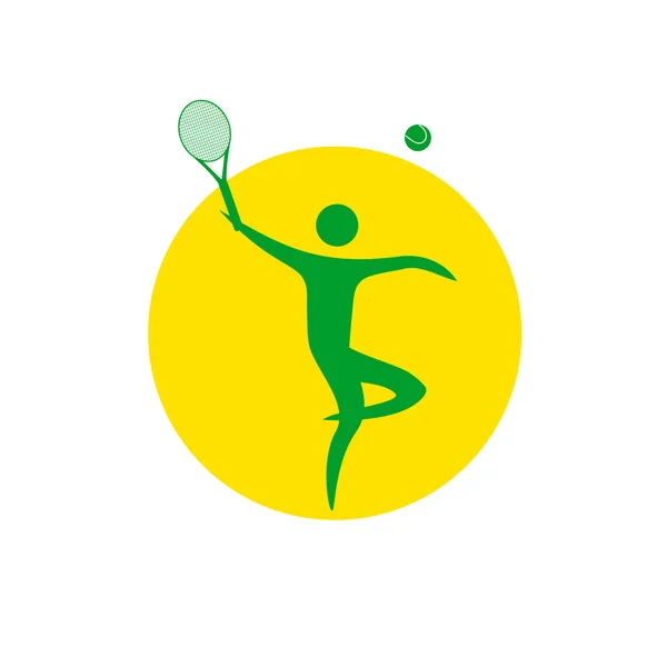 Sport Silhouette - Tennis Player Serving - — Stock Vector