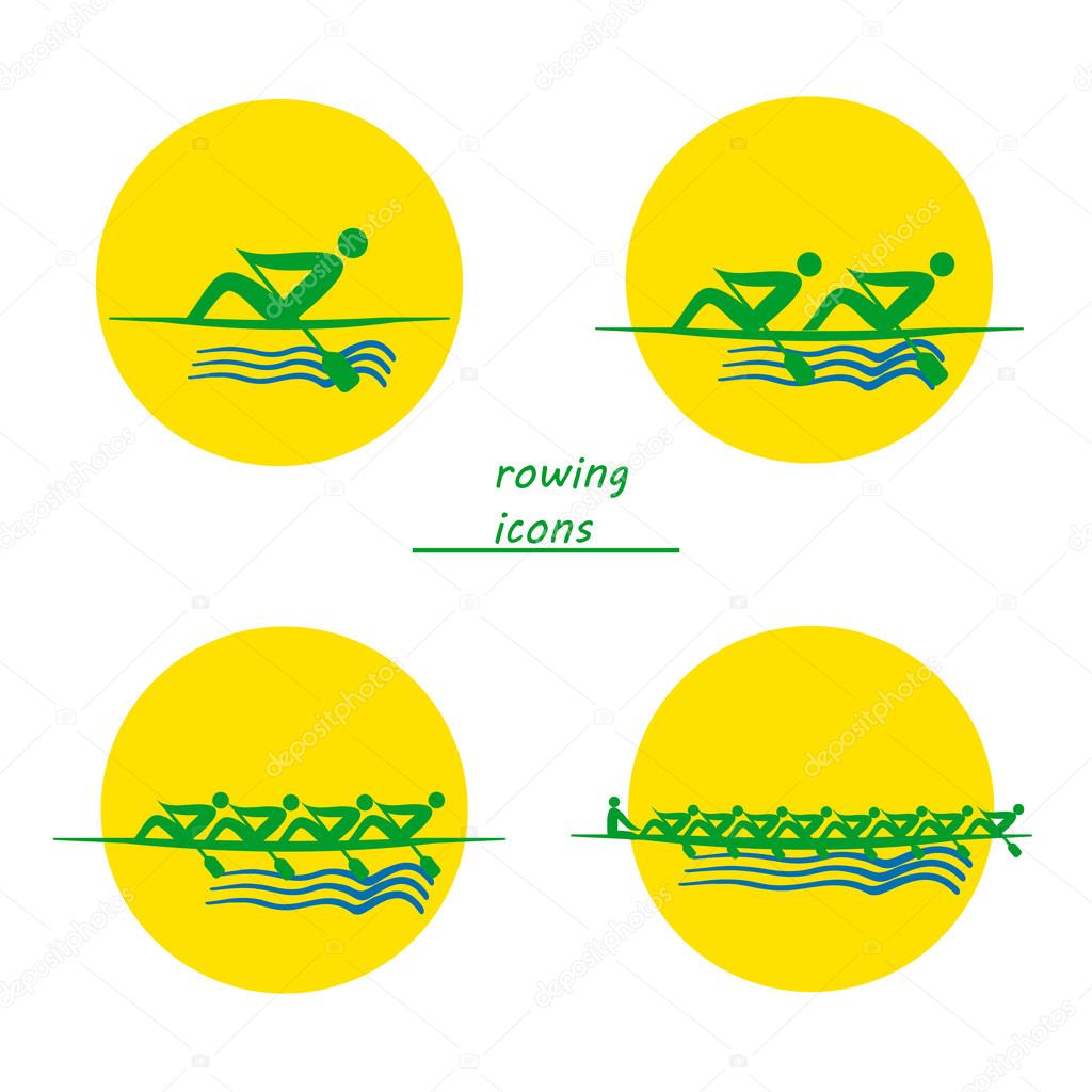 Logo rowing singles, twos, fours and rowing group