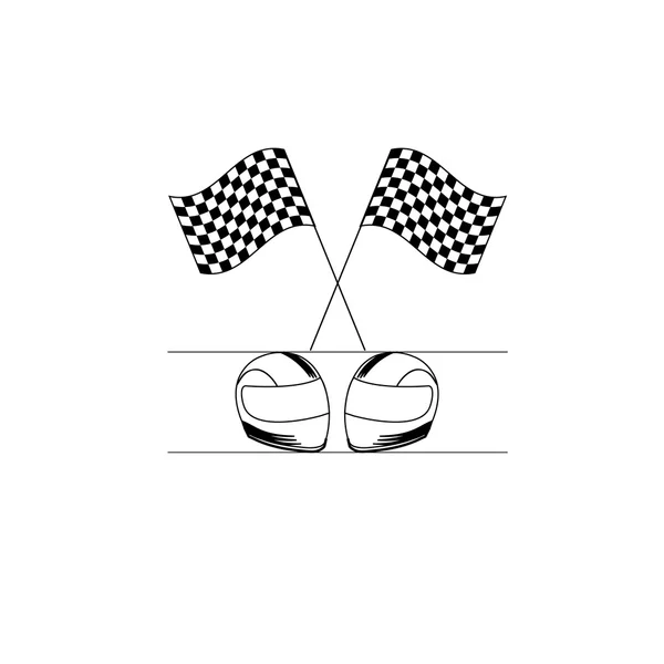 Formule1, de helm en de vlag voor de race helm. Sport pictogrammen en logo's voor de Formule1. — Stockvector