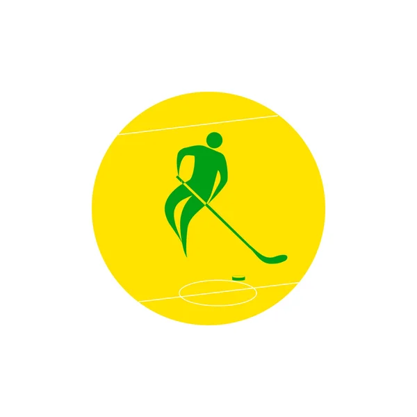 Hóquei. Jogador de hóquei no gelo joga hóquei. Minimalismo. ícone do esporte . — Vetor de Stock