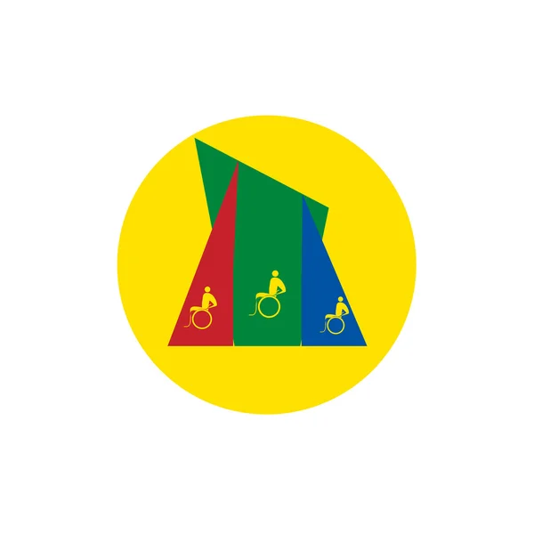 体育比赛的标志。奖项的标识与坐在轮椅上的男人。矢量 — 图库矢量图片
