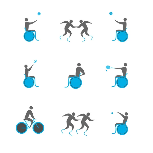 Zestaw ikon z sportowców niepełnosprawnych — Wektor stockowy