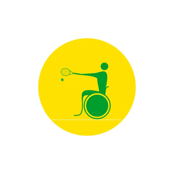 Инвалид в инвалидной коляске играет в теннис . — стоковый вектор