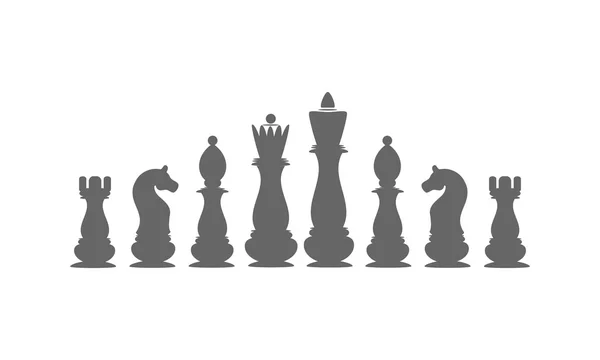 Icônes pièces d'échecs. Le roi, la reine, l'évêque, la tour, le chevalier, le pion . — Image vectorielle