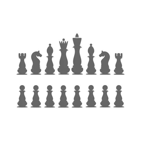 Icone pezzi di scacchi. Scacchi pronti. Il re, regina, vescovo, torre, cavaliere, pedone . — Vettoriale Stock