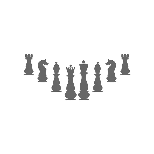 Ikoner schackpjäser. Den kung, drottning, biskop, rook, riddare, bonde. — Stock vektor