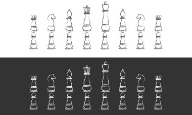 Simgeler satranç taşları. Satranç takımı.