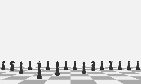 Beau fond Pièces d'échecs noires sur un échiquier. Vecteur — Image vectorielle