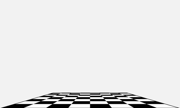 Zwarte en witte schaakbord in ander perspectief. — Stockvector
