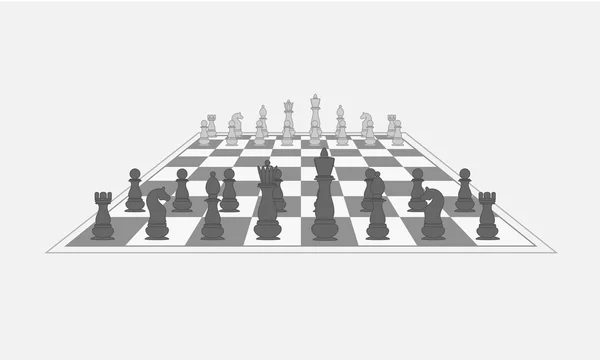 Piezas de ajedrez en el tablero de ajedrez. Vector — Vector de stock