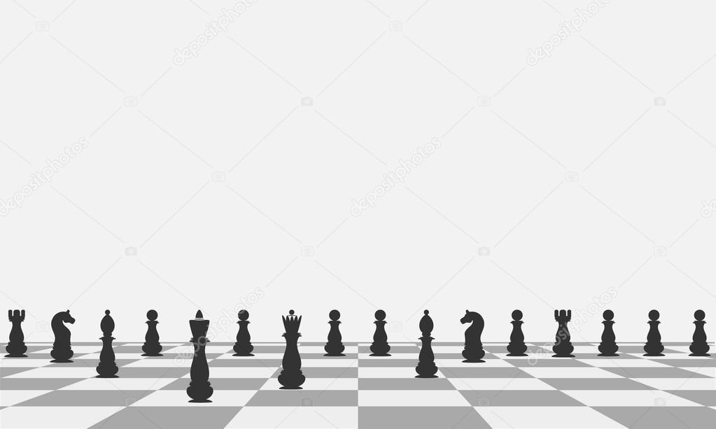 Beautiful background Black chess pieces on a chessboard. Vector