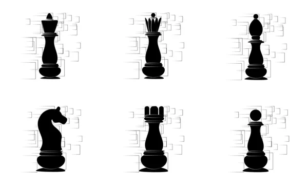 Piezas de ajedrez negro sobre fondo blanco abstracto. Vector — Vector de stock