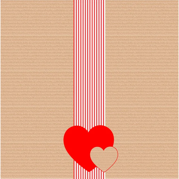 Papel de regalo o cartón con corazones — Vector de stock