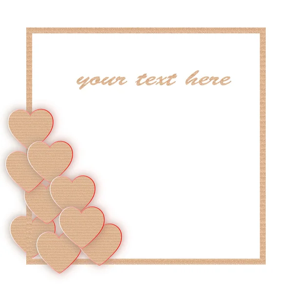 Photo frame with hearts made of cardboard — Stock Vector