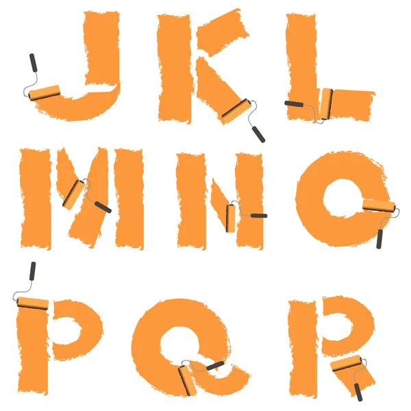 Letras del alfabeto pintadas con rodillo de pintura — Vector de stock