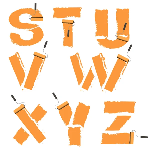 Letras do alfabeto pintadas com rolo de pintura — Vetor de Stock