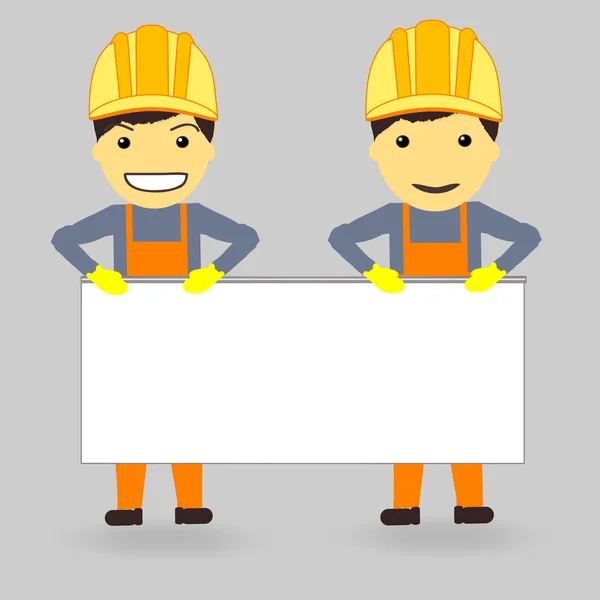 2 constructores mantienen el soporte blanco para su texto — Vector de stock