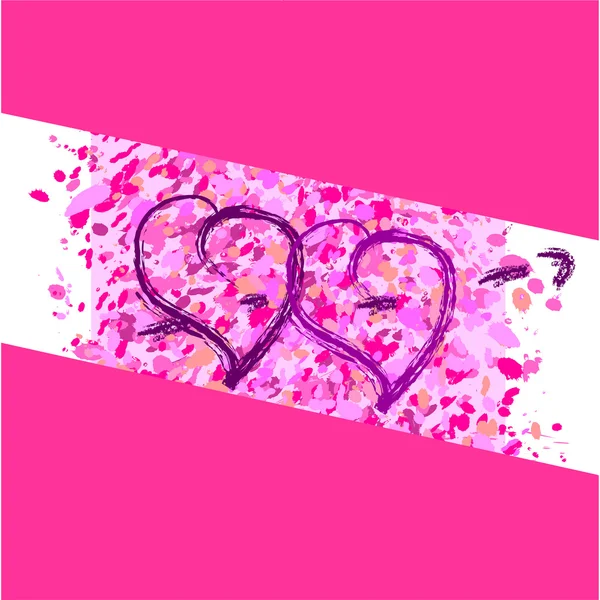 Två hjärtan på en rosa bakgrund — Stock vektor