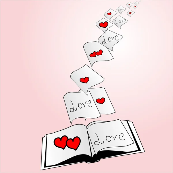 Αγάπη γραπτώς στο βιβλίο — Διανυσματικό Αρχείο