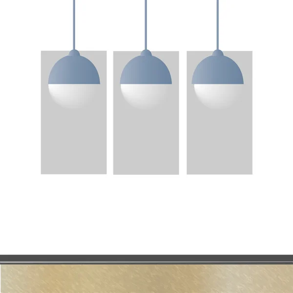 Quarto vazio com lâmpadas — Vetor de Stock