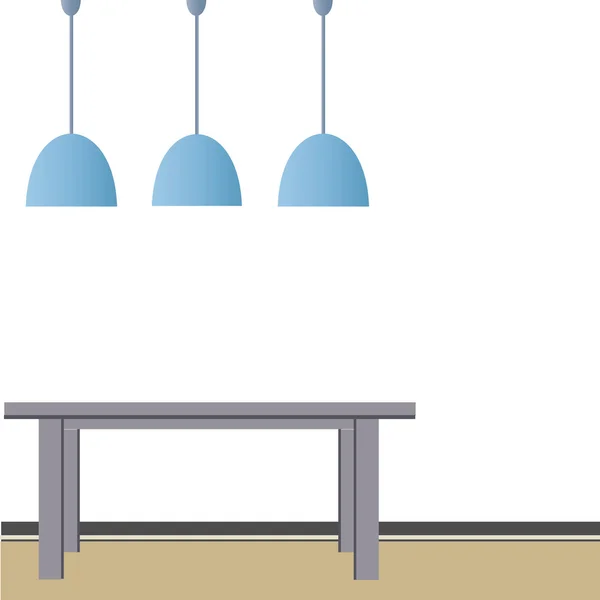 Stanza vuota con lampade e scrivania — Vettoriale Stock