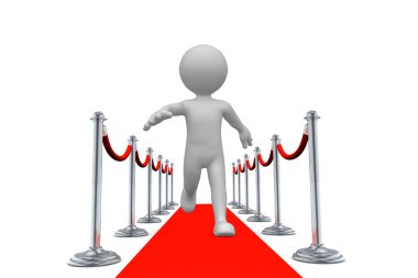 Kırmızı halı üzerinde yürüyen adam