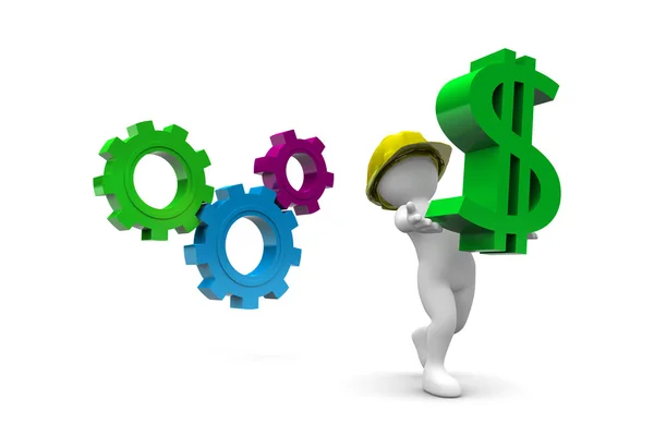 Worker and dollar sign — Stock Photo, Image