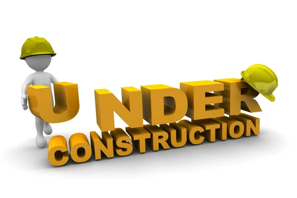 Munkavállaló és Under Construction-sisak — Stock Fotó